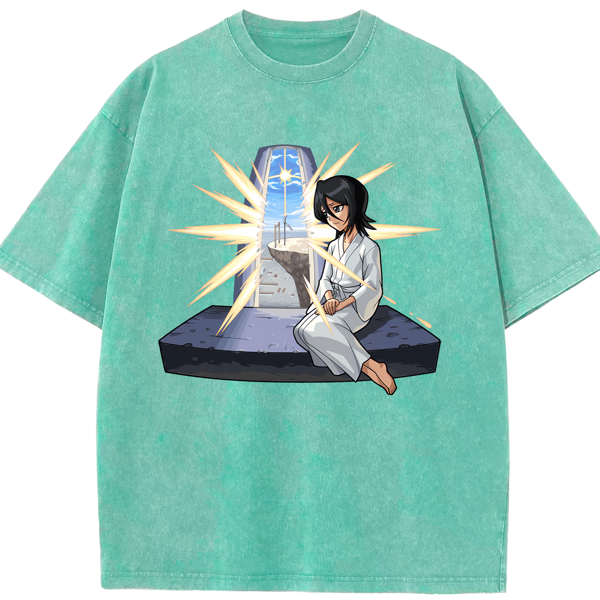 （画像用） ブリーチ 朽木ルキア BLEACH Kuchiki Rukia 綿100% ヴィンテージ風 半袖Tシャツ（フロントプリント）